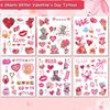 CHARLENT Glitter Valentine's Day Temporary Tattoos for Kids Women - 60 Glitter Styles Pink Heart Love Lip Roses Tattoos for Valentine's Day Party Favors Goodie Bag Fillers