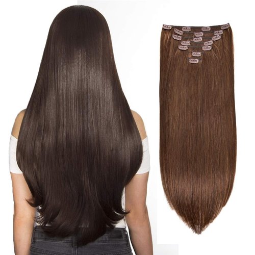 Clip in Hair Extensions Real Human Hair 120g 7pcs Human Hair Clip in Extensions 14 Inch Dark Brown #2 Thickened Straight Real Hair Extensions Clip in Human Hair
