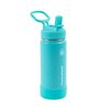 ThermoFlask 16oz Stainless Steel Water Bottle, 2-Pack, Red and Aquamarine