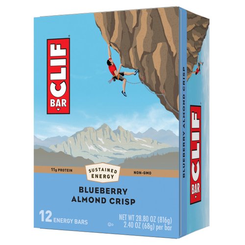 CLIF BAR - Blueberry Almond Crisp - Made with Organic Oats - 11g Protein - Non-GMO - Plant Based - Energy Bars - 2.4 oz. (12 Pack)