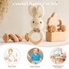 Wooden Baby Rattle 3 PCS Push Car Rattle Set Crochet Rattle Ring Wooden Montessori Toy for Newborn Infant Baby Gifts (Rabbit Rattle)