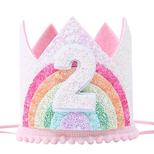 Birthday Rainbow Girl Crown, Birthday Hat for Event Party Supplies, Photo Props