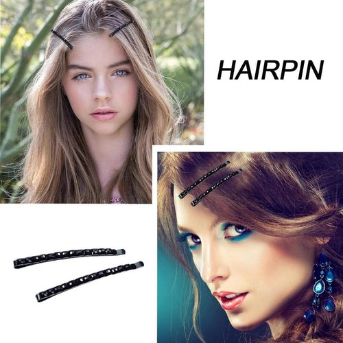 2pcs Rhinestone Barrettes for Women, Black Crystal Diamond Bobby Pin,Clip Bangs,Buling Hair Pin, Hairpin,Metal Hair Clip Sparkly Hair Decoration
