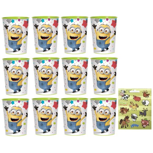 Amscan Despicable Me Birthday Party Supplies Bundle includes 12 Plastic Reusable Cups