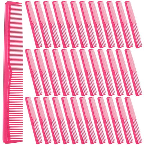 Teenyyou 36 Pcs 7 Inch Combs for Hair Stylist All Purpose Hair Cutting Combs Barbers Set Fine and Wide Tooth Cutting Comb Pocket and Travel Comb for Women Men(Rose Red)