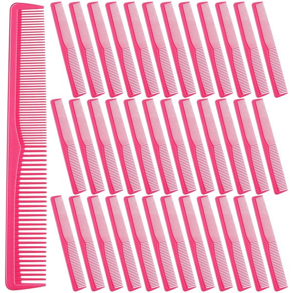 Teenyyou 36 Pcs 7 Inch Combs for Hair Stylist All Purpose Hair Cutting Combs Barbers Set Fine and Wide Tooth Cutting Comb Pocket and Travel Comb for Women Men(Rose Red)