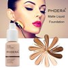 PHOERA Foundation,Flawless Soft Matte Liquid Foundation 24 HR Oil Control Concealer Foundation Makeup,Full Coverage Foundation for Women and Girls (104 Buff Beige)