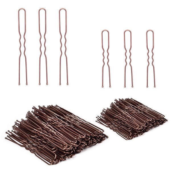 Hair Pins for Women, IKOCO 2 Inch and 2.75 Inch Hair Pins for Buns Brown U Shaped Hair Pins with Storage Box, 50Pcs of each size