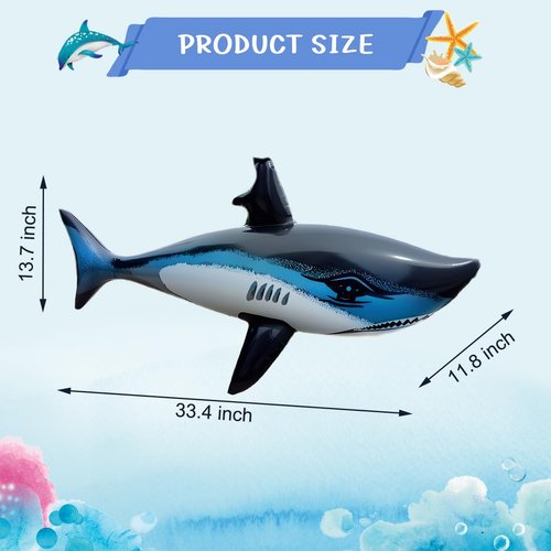 4PCS Inflatable Shark Pool Balloon, 33 Inch Shark Party Decorations for Birthday Pool Christmas, Party Favors Supplies Gift for Adults