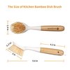 2 Pack Kitchen Dish Brush Bamboo Handle Dish Scrubber Built-in Scraper, Scrub Brush for Pans, Pots, Kitchen Sink Cleaning, Dishwashing and Cleaning Brushes are Perfect Cleaning Tools, White