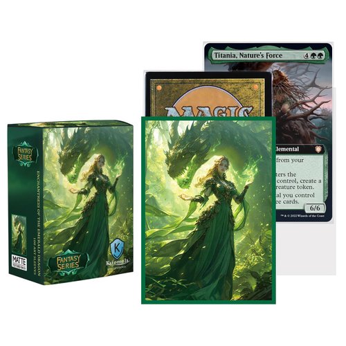 Katomula 100 PCS MTG Card Sleeves with 100 PCS Perfect Fit Sleeves, Art Matte Card Sleeves with Inner Sleeves - Fit Standard Size Cards - Enchantress of The Emerald Dragon