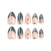 Short Almond Press on Nails Star Fake Nails French Tip False Nails with Designs Glue on Nails Artificial Acrylic Nails for Women Manicure Art 24 Pcs