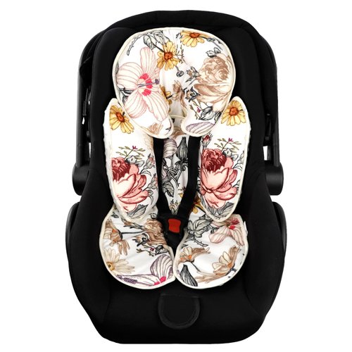 HNHUAMING Floral Baby Car Seat Head and Body Support,2-in-1 Reversible CarSeat Insert,Soft Cushion for Stroller, Swing, Bouncer, Vintage Flowers