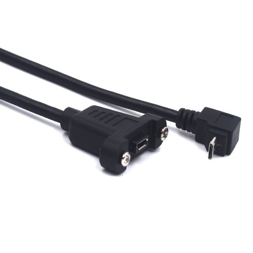 Kework 0.3 Meter Micro USB Extension Cable, 90 Degree Upward Angle Micro USB 5 Pin Male to Micro USB 5 Pin Female Screw Mount Extender Cable (Up-Micro USB)