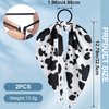 SmallCat 2pcs Cow Print Hair Bands for Women, Non-Slip Rabbit Bunny Ear Bow Hair Tie Ropes Scrunchies, Elastic Bowknot Ponytail Holder Hair Bandana Accessories for Curly Straight Thin Thick Fine Hair