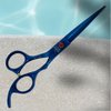 Blue Titanium Hair Cutting Barber Shears 6.75" (17.145cm) with Curved Finger Rest Classic Design - German Stainless