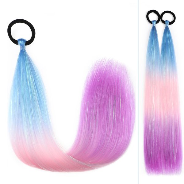 Ponytail Extension, 20 inch Colored Hair Extensions For Kids Ponytail Extension, Colorful Tinsel Ponytail, Festival Hair Extensions, Rave Hair, 2 Packs Wacky Hair