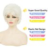 RicHyun Womens Short White Wig Natural Curly Cream White Wig Synthetic Heat Resistant Hair Replacment Wig for Daily Party Costumes
