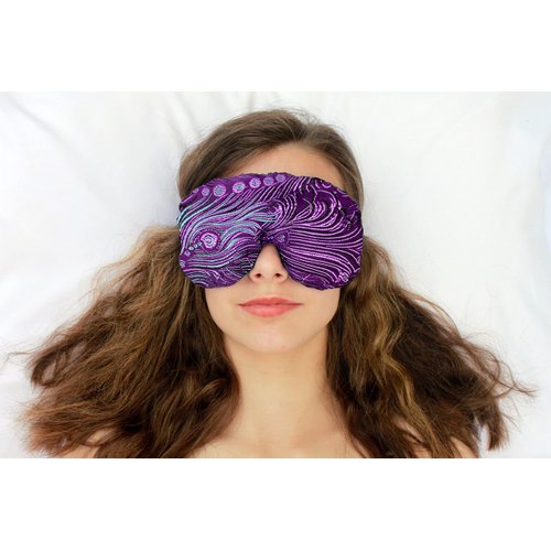 Candi Andi Handmade Sleep Eye Mask - Lavender Scented - Violet Peacock - TEML-VP