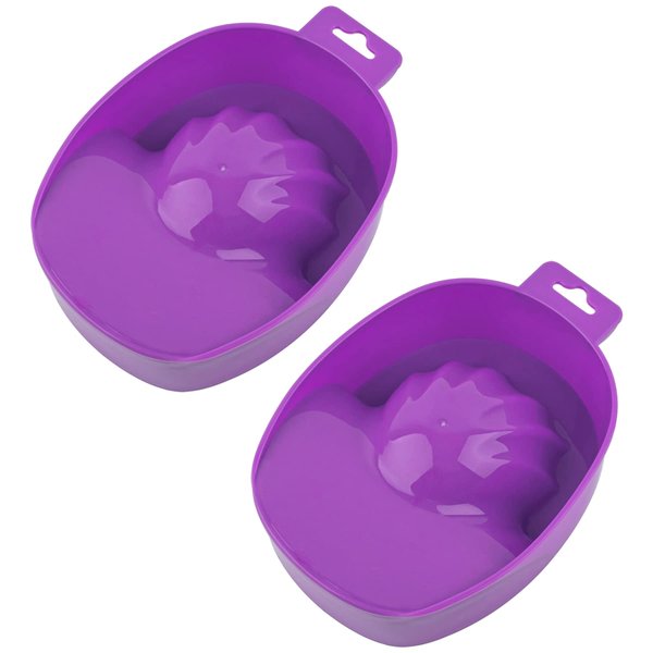 Framendino, 2 Pack Purple Nail Art Tips Hand Soak Bowl Tray Manicure Spa Bowls for Salon Home