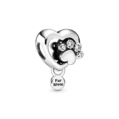 Pandora Sparkling Paw Print & Heart Charm - Compatible Moments Bracelets - Jewelry for Women - Gift for Women - Made with Sterling Silver & Cubic Zirconia