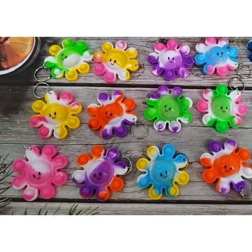 Roaqua 12 Packs Bulk octopus Fidget Bubble Mini Pop Keychain Fidget for Teens and Kids,Birthday Party Favors Supplies Summer Student Prizes Gifts