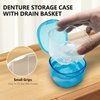EZEELAI Denture Bath Case Denture Soaking Container with Lid Leak Proof, False Teeth Holder Mouthguard Storage Box Retainer Soaking Case - Transparent Blue