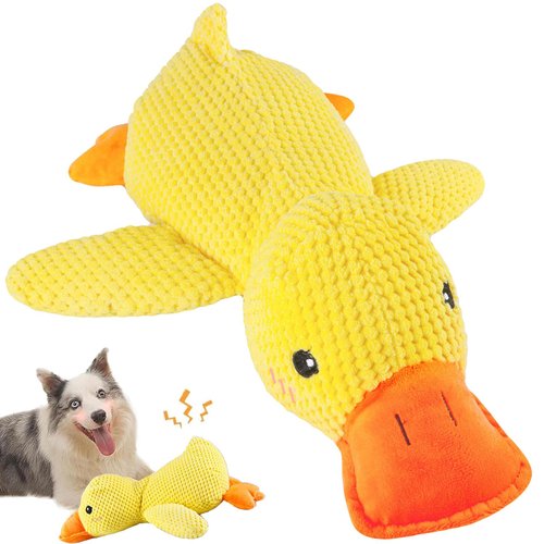 HOVGN Mellow Dog Calming Duck, The Mellow Dog Duck, The Mellow Dog Calming Duck Dog Toy, The Mellow Dog Calming Pillow, Dog Duck Toy with Quacking Sound for Indoor Dog (Yellow)