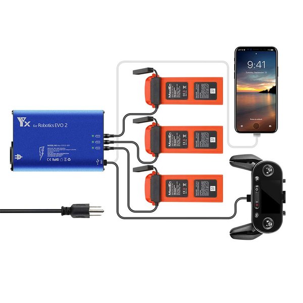 Hanatora Battery Charger for Autel Robotics EVO 2/II, EVO II Pro V2/V3/ Enterprise/RTK,EVO II Dual Drone,Rapid Multi Parallel Charging Hub Accessories