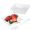 TOFLEN 100ct Mini Dessert Plates with Tasting Spoons, 2.5 Inch Small Reusable Clear Plastic Square Party Serving Hors D'oeuvres Plates for Appetizers (Square)