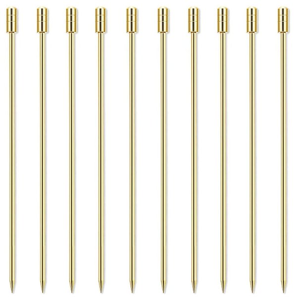 LB-LAIBA Stainless Steel Cocktail Picks Martini Olive Picks for Mojitos Bloody Marys Olives Appetizers Fruits Sandwiches Drink Home Bar Decor 10 pieces (Gold)