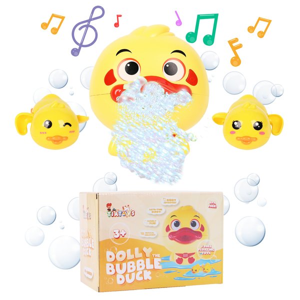 Duck Bubble Bath Toy with Musical Ducklings | Toddler & Kids Bubble Machine | Fun Bathtub Toys with Swimming Duck Toys | Safe & Joyful Toddler Bath Playset