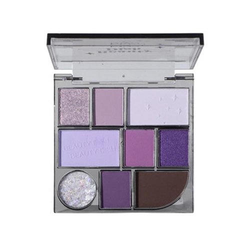 9 Colors Purple Eyeshadow Palette, Matte & Glitter Long-Lasting Eye Makeup, Light to Deep Purple & Silver Shades for Halloween Makeup (101#)