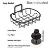HASKO accessories Suction Soap Dish with Hooks - Super Powerful Vacuum Suction Cup Shower Soap Holder - Rustproof Stainless Steel SS304 Soap Basket - Sponge Holder for Bathroom & Kitchen (Black)