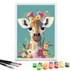 Nariolar Paint by Numbers for Kids Ages 4-8 with 7X9.5 inch Pre-Printed Cardboard,12 Acrylic Paint Pots and 3 Painting Brushes, Craft Gift Room Decor for Children,(Giraffe with Garland)