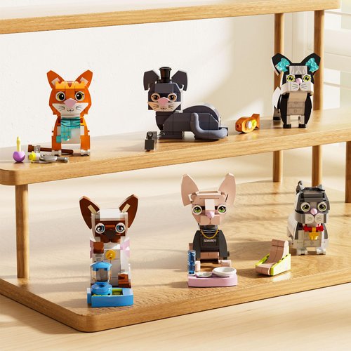 6pack Party Favors Mini Cats Building- Compatible with Lego Cute Animal, Adorable Animals Building Sets, Party Favors Birthday Gift for Kids 8-12 (773 PCS)