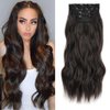ZRQ Clip in Hair Extensions for Women,Chocolate Brown with Dark Brown 4PCS 20 Inch Hair Extensions Clip Ins Soft Hair Pieces for Women Thick Long Wavy Hair Extensions #5/6