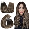 Ugeat Microlink Hair Extensions Real Human Hair Balayage Dark Brown to Ash Blonde Mix Brown Microring Hair Extensions Human Hair Silky Straight Micro Bead Human Hair Extensions 20 Inch 50s
