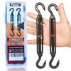 2PCS M8 Premium Stainless Steel Hook & Hook Turnbuckle, Black Turnbuckle for Wire Rope Tension, Shade Sail Hardware, Sun Shade Tent Installation