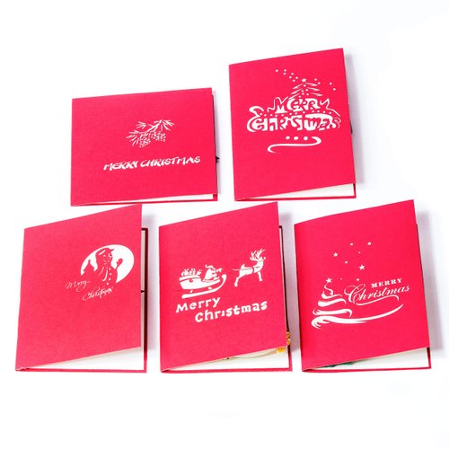 Christmas Pop Up Cards. This set of 3d Greeting Cards are a perfect way to Say Thank You (5 Pack Christmas- Assorted)