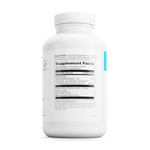 DAVINCI Labs Chewable Vitamin C - Kids Vitamin C Supplement to Support The Immune System, Healthy Skin and Overall Wellness - with Pectin, Rose HIPS and More - Cherry Flavor - 90 Chewable Tablets