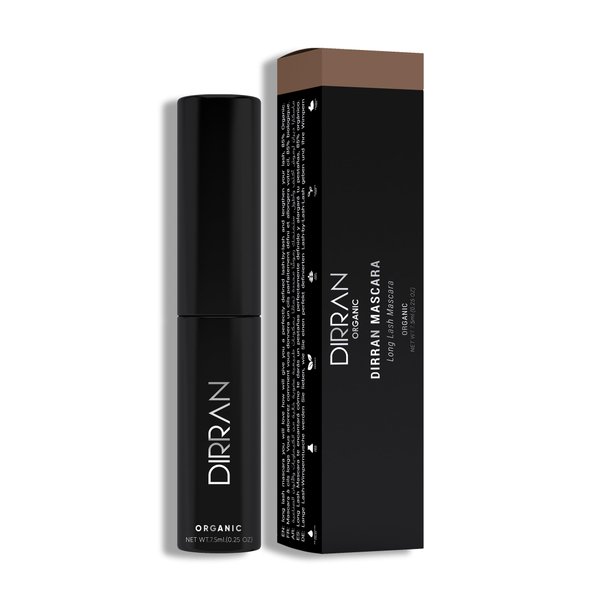 Dirran Organic Long Lash Mascara Give You A Perfectly Defined Lash-By-Lash & Lengthen Your Lash Natural Ingredients Small Enough to Carry (0.25oz). (Brown)