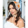 AWAYTR Crochet Head Scarf Hair Bandanas for Women Knit Bandana Headband Scarf Tie-Back Head Coverings Floral Headscarf for Girls (Orange + Blue + Yellow)