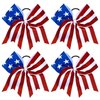 Whaline 4th of July Glitter Cheer Hair Bows 8 Inch Patriotic Cheerleader Hair Bows with Elastic Ponytail Holder Stars and Stripes Hair Tie Band Independence Day Hair Accessories for Teens, 4Pcs