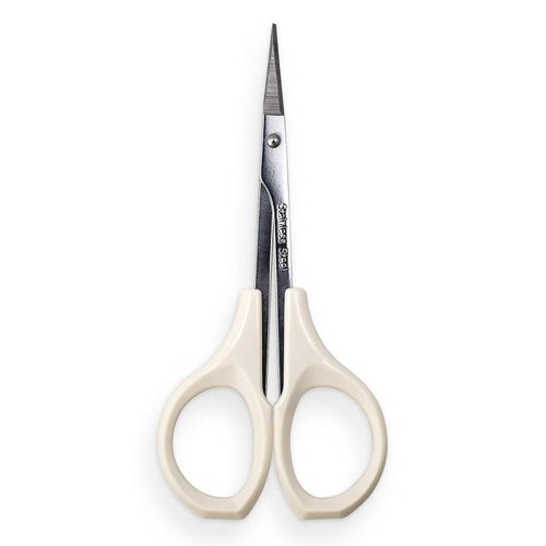 Humbee Eyebrow Scissors Self Care Tools Small Scissors for Facial, Nose, Eyebrow, Mustache, and Beard Hair Trimming & Grooming, Straight Edge, White Short Cap