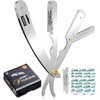 Utopia Care Professional Barber Straight Edge Razor Safety with 100-Pack Derby Blades - 100 Percent Stainless Steel (Silver)