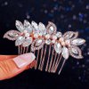 Foyte Crystal Wedding Hair Comb Pearl Bride Headpiece Rose Gold Rhinestone Hair Piece Bridal Side Hair Accessories for Women