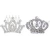 2 Pcs Kids Princess Crown Rhinestone Tiara Hair Comb Crystal Hair Clip Mini Hair Decorations for Girls Teens Toddlers