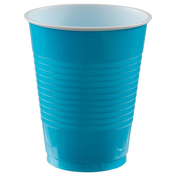 Caribbean Blue Plastic Cups (Pack of 20) - 18 oz. - Versatile Drinkware for Indoor & Outdoor Parties, Weddings, Birthdays, Celebrations & More