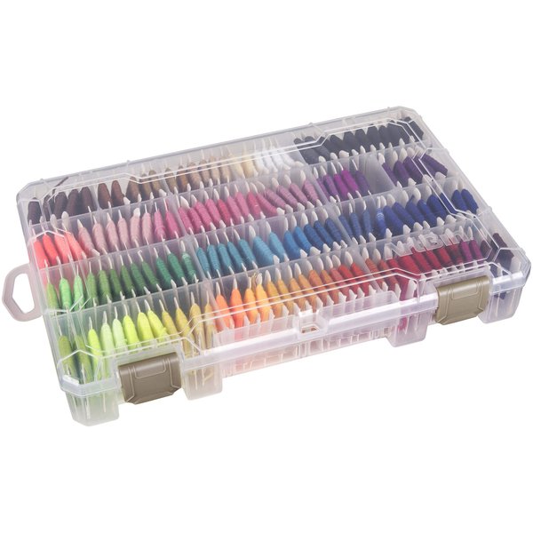 ArtBin Floss Finder Box: Clear Sewing Organizer with 6 Compartments, 12 Dividers, Durable - Perfect for Embroidery Floss and Small Sewing Supplies Storage